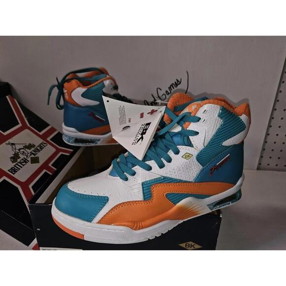 British Knights Dymacel High Tops Size 9.5 Shoes NWT MIAMI DOLPHINS TRIBUTE #00Q